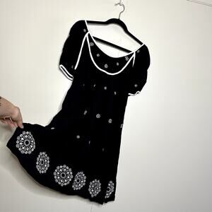 black and white celestial star embroidered Lucca dress